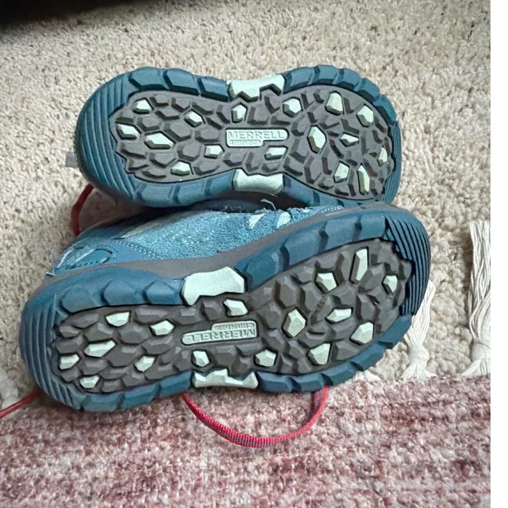 Merrell Capra Mid Hiking Boots Boys Size 11 Blue Green Waterproof Trail Winter
